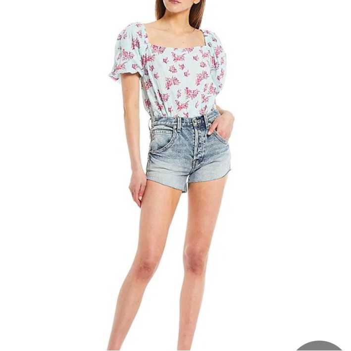 Free People Wethe Free Taliesin Cut Off Shorts Nwts Sz 25 Mid Blue Color